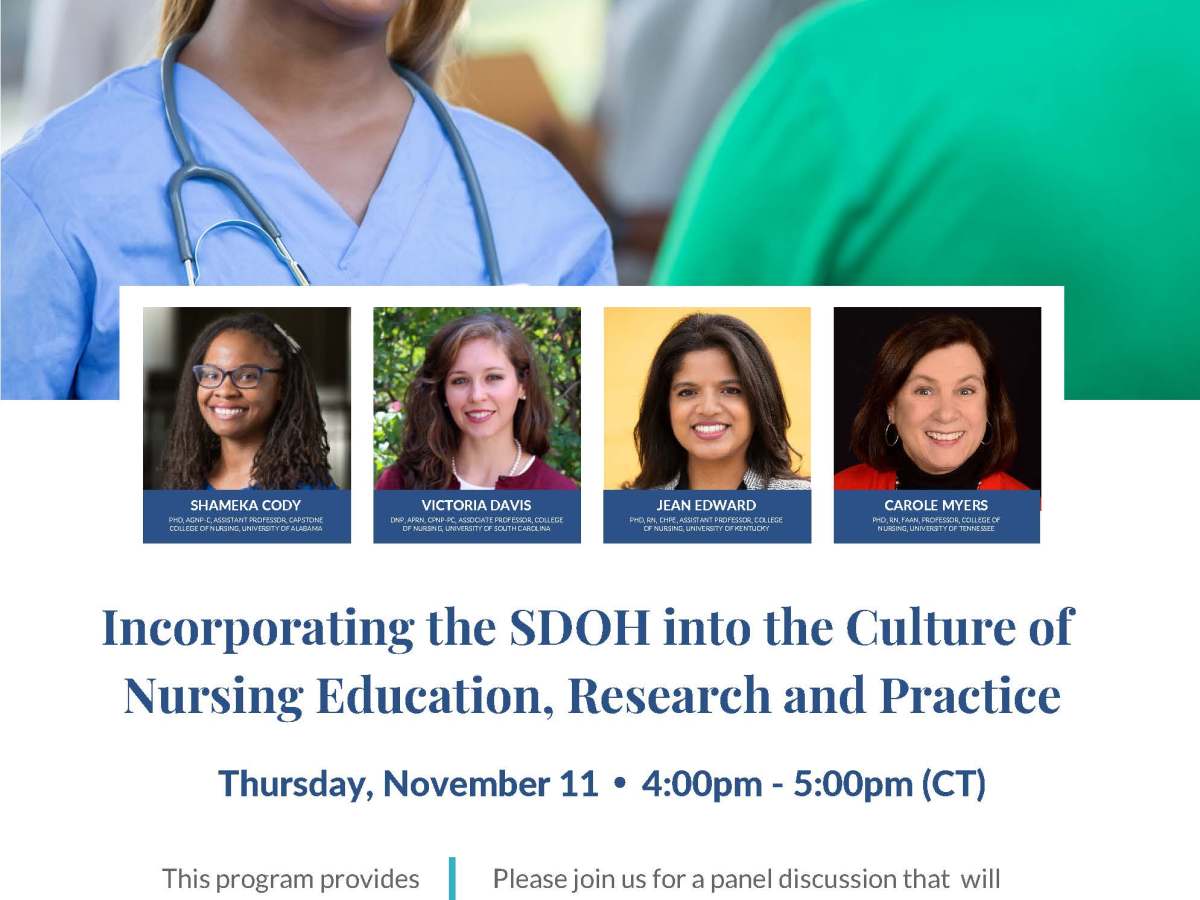 Incorporating the Social Determinants of Health into the Culture of Nursing Education, Research and Practice – November 2021